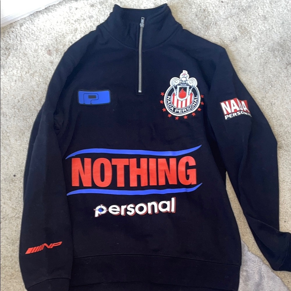 NOTHING PERSONAL Black Half-Zip Men's Sweater SIZE MEDIUM